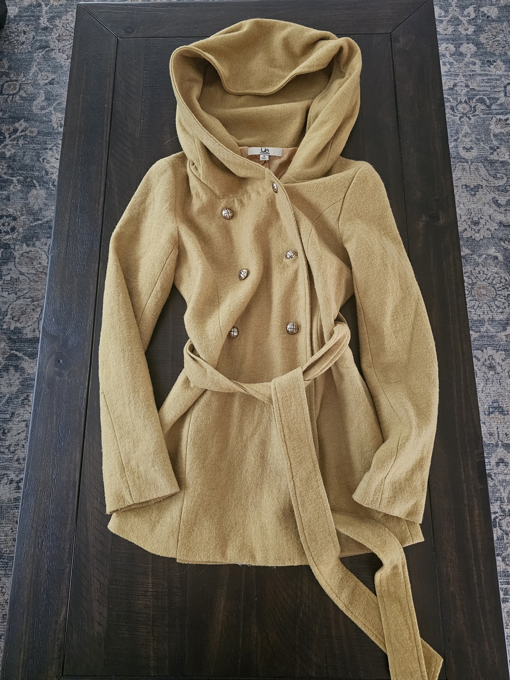 Mustard Yellow Hooded Double-Breasted Coat